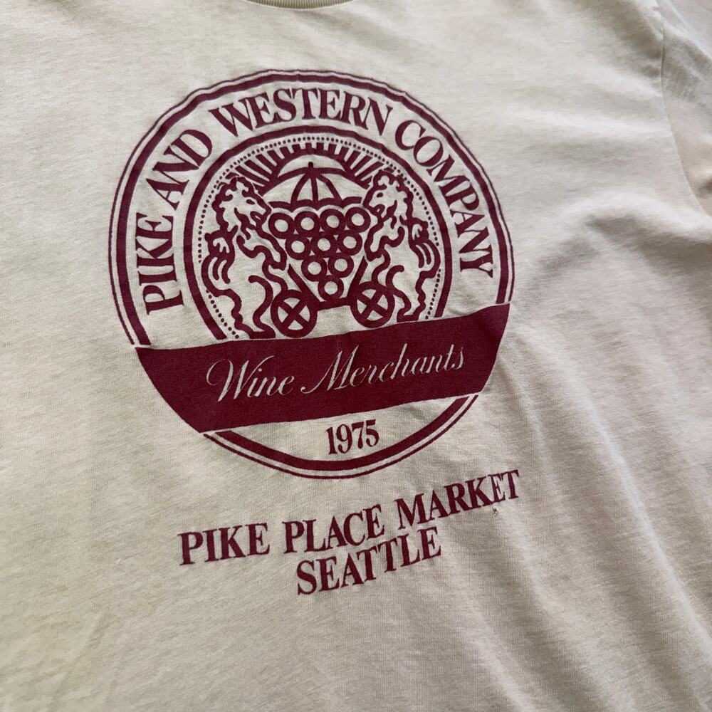 Vintage 1975 Pike Place Market Seattle Western Company Wine Merchants Shirt L - Picture 2 of 10